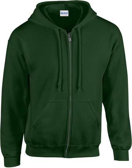 Gildan Hoodie rits donkergroen